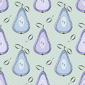 lilac blue pears retro polka dot pattern