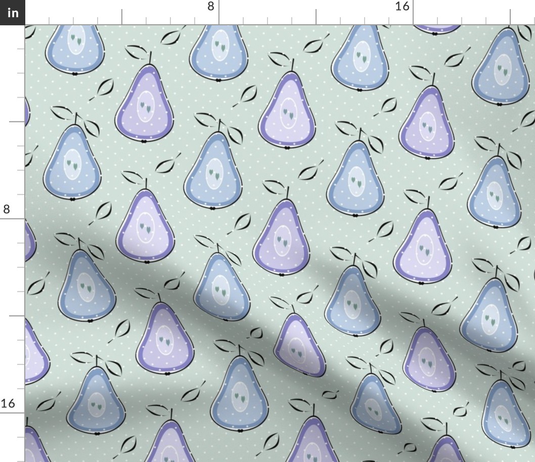 lilac blue pears retro polka dot pattern