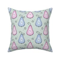 pink blue pears retro polka dot pattern