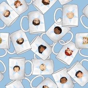 Workplace Character Star Mugs on blue