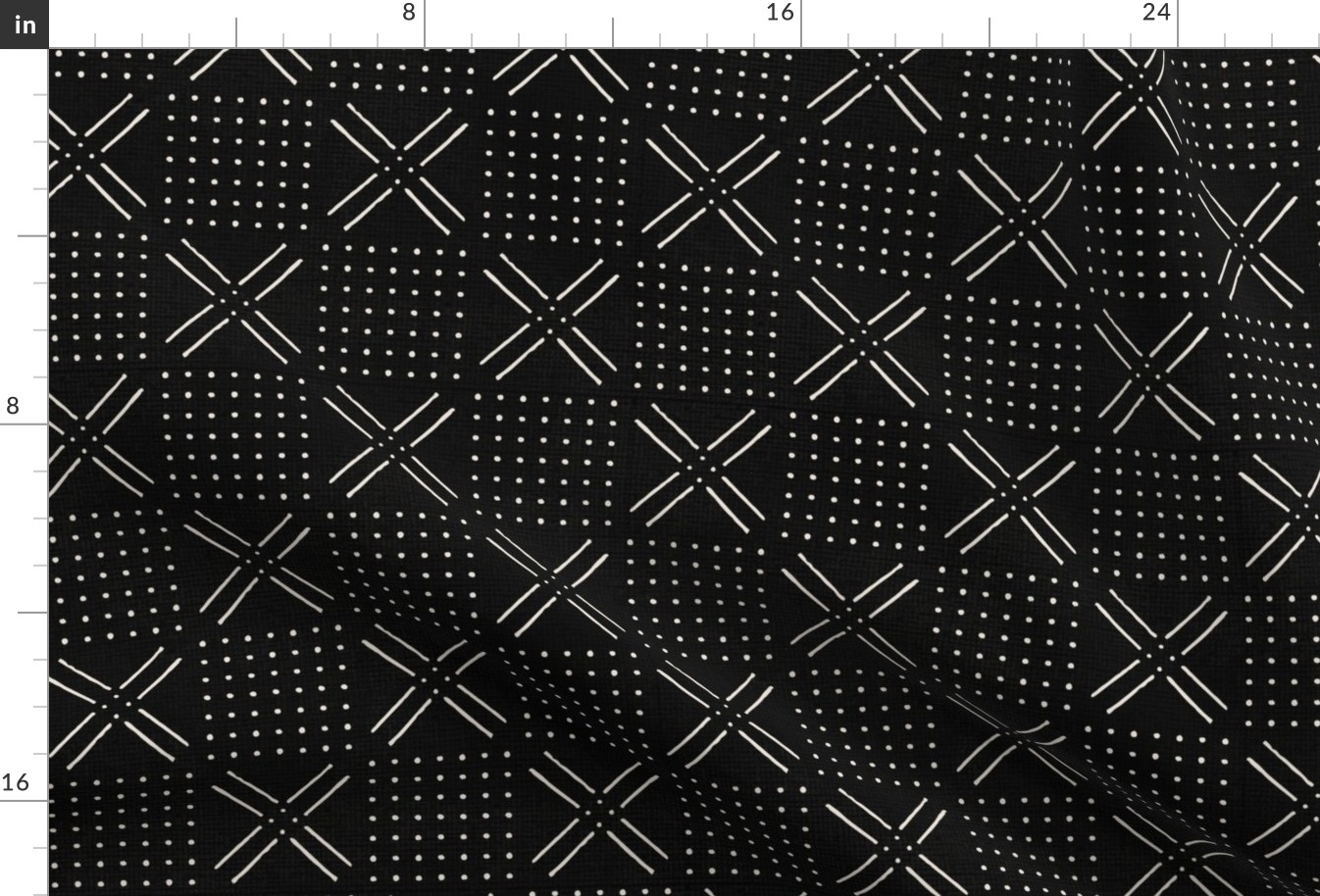 black mud cloth woven-look X Checkers Medium scale