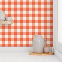 Peach Gingham Check Medium Pattern - Classic Country Chic Fresh and Modern Design for Home Decor and Apparel