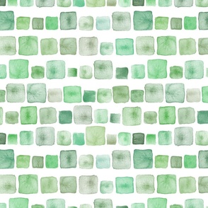 12" Watercolor squares in bright  green