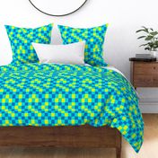 Neon Tropical Summer Checkerboard Cyan Blue lime by Jac Slade