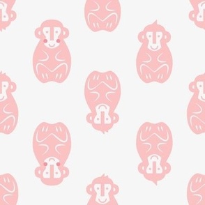 mirrored snow monkeys l light pink & pink