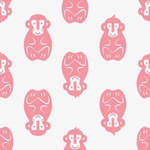 mirrored snow monkeys l pink & light pink