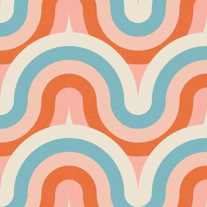 Groovy Geometry, Retro Waves - On the Beach Color Palette / Large