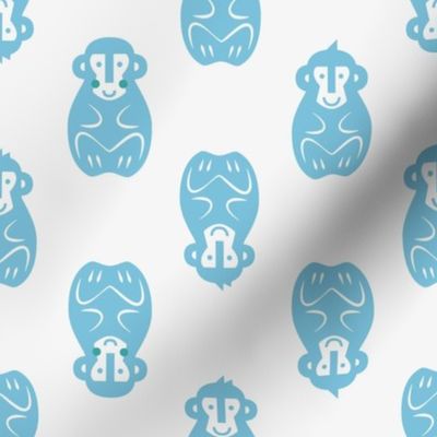 mirrored snow monkeys l light blue & light teal