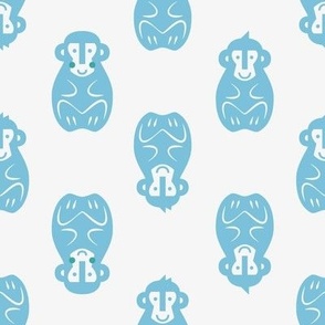 mirrored snow monkeys l light blue & light teal