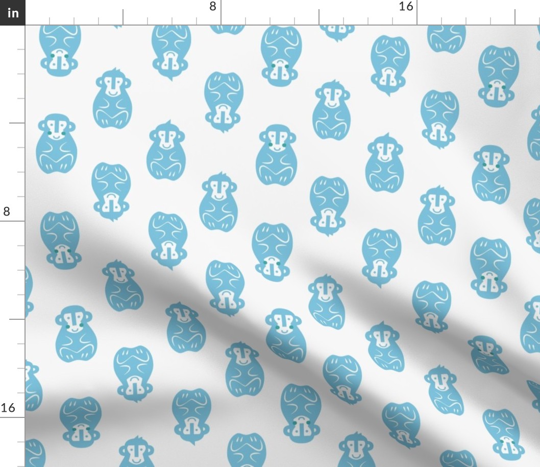 mirrored snow monkeys l light blue & light teal