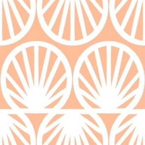 Tropical Shell Geometric in Peach Fuzz and White - Large - Palm Beach, Orange Geometric, Tropical Orange