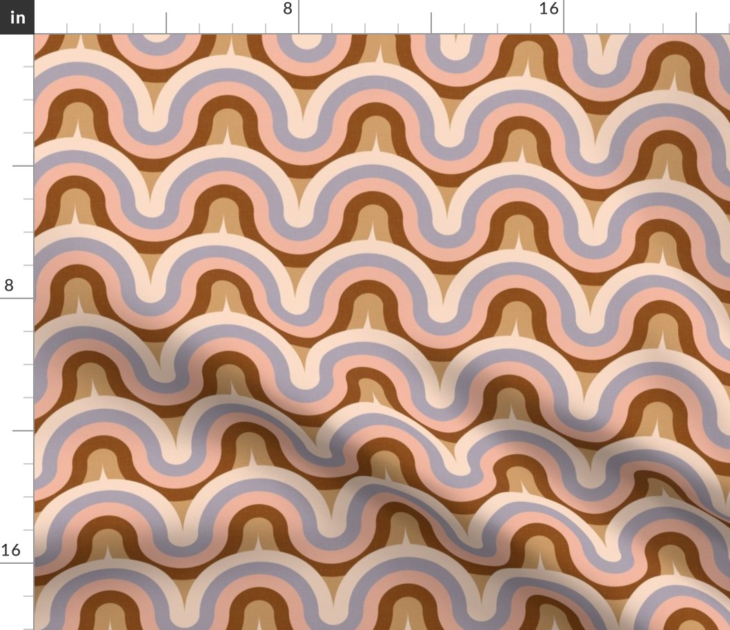 Groovy Geometry, Retro Waves - Miami Sunset Color Palette / Medium