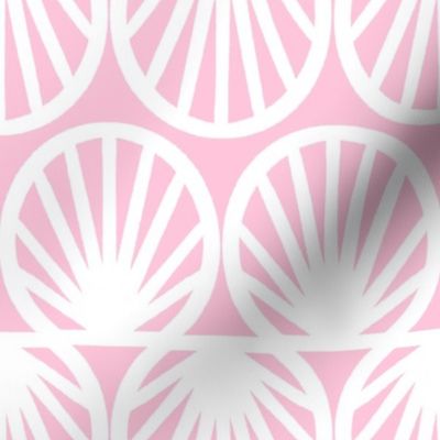 Pastel Tropical Shell Geometric in Pastel Pink and White - Large - Palm Beach, Pastel Pink Geometric, Tropical Pastel Pink