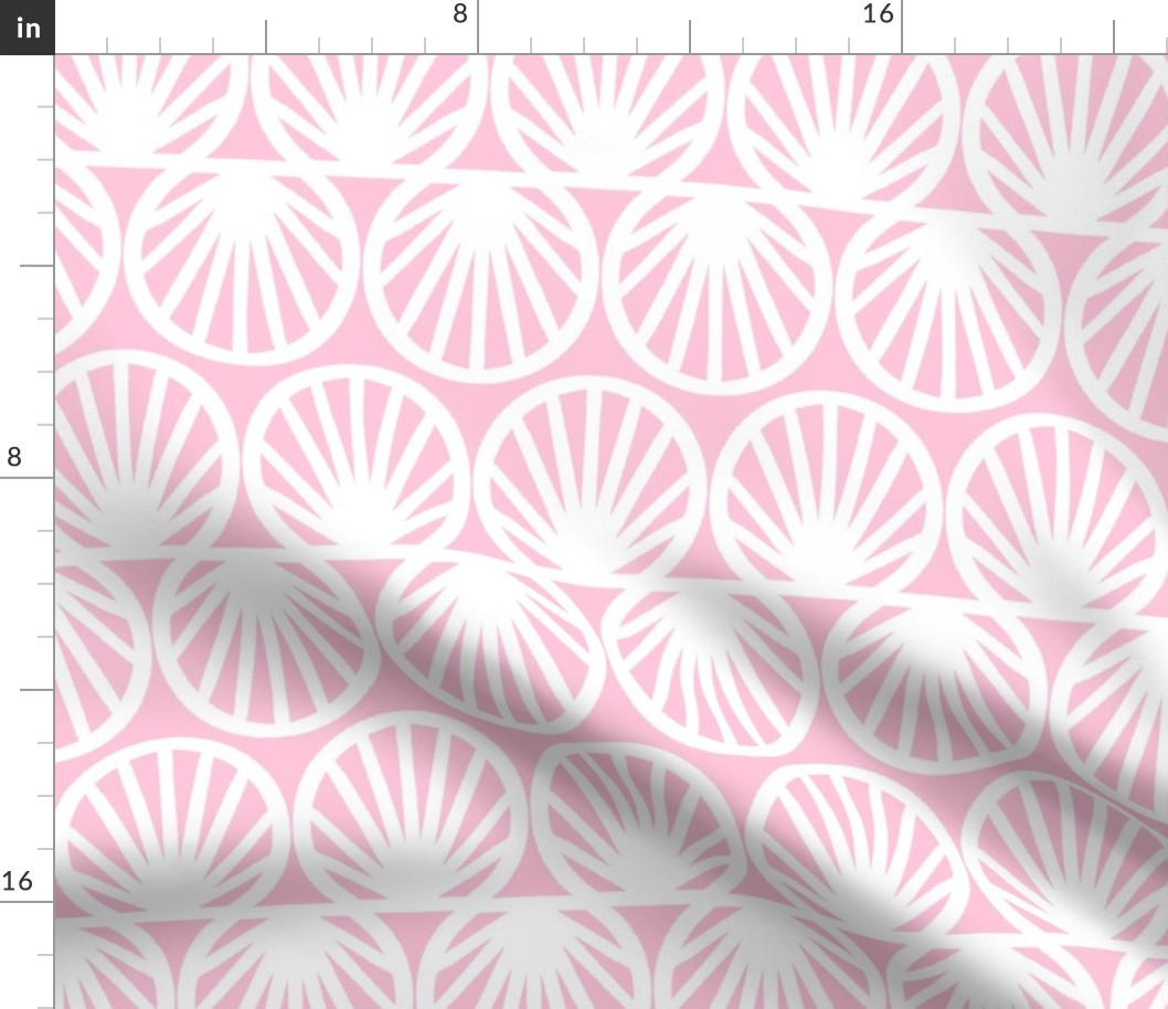 Pastel Tropical Shell Geometric in Pastel Pink and White - Large - Palm Beach, Pastel Pink Geometric, Tropical Pastel Pink