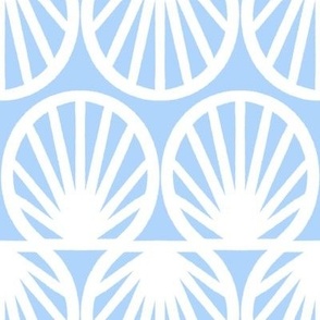 Coastal Shell Geometric in Pastel Azure Blue and White - Large - Palm Beach, Blue and White Coastal, Calm Beach House