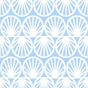 Coastal Shell Geometric in Pastel Azure Blue and White - Medium - Palm Beach, Blue and White Coastal, Calm Beach House