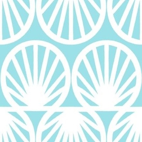 Tropical Shell Geometric in Turquoise Aquamarine and White - Large - Tropical Turquoise, Palm Beach, Turquoise Geometric