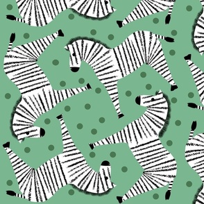 50s 60s scandinavian zebra safari retro mint green - large