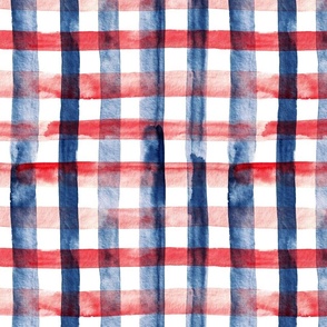 12" Watercolor plaid in red, white and blue