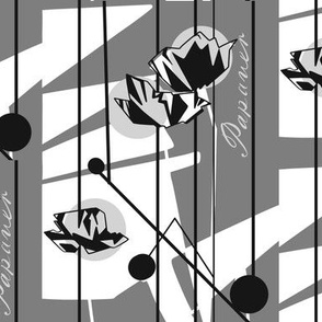 Bold Geometric Illustration - Inked Poppies - Abstract Artwork