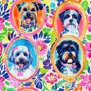 Preppy terriers portraits gallery wall