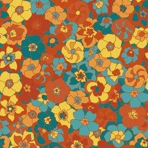 Retro Floral (24") - brown, yellow, blue (ST2022RF) 