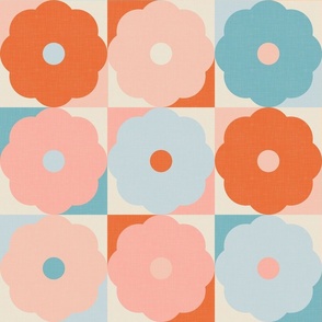 Mid-Century Modern Japanese Flowers - On The Beach Color Palette / Large