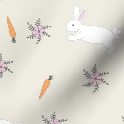Cute Bunny and Carrots