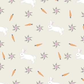 Cute Bunny and Carrots