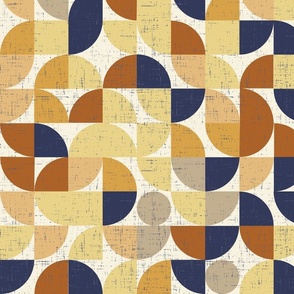 Bauhaus mid century gold brown and blue, textured (XL)