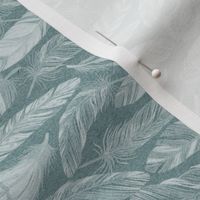 White feathers on mint gray/MEDIUM