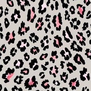 Leopard Luxe - Black/Pink on Warm Gray
