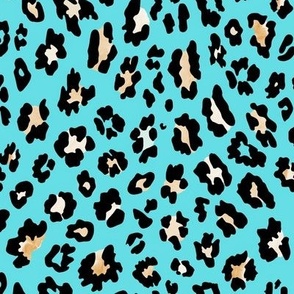 Leopard Luxe - Black/Sepia  on Turquoise