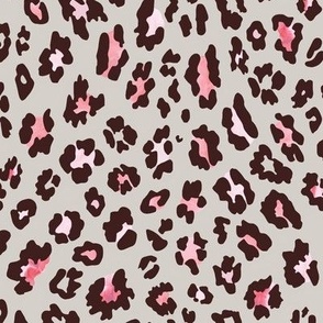 Leopard Luxe - Brown/Pink on Warm Gray 