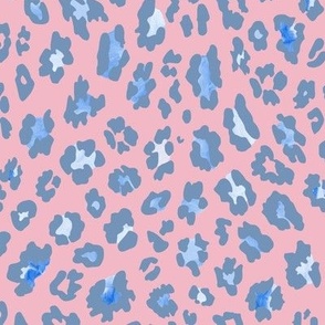 Leopard Luxe - Chambray Blue on Crepe Pink