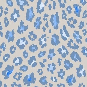 Leopard Luxe - Chambray Blue on Warm Gray