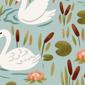 Swans and lilypad (Large scale)