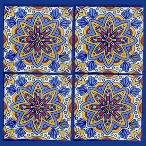 Talavera Tile , Blue Flower
