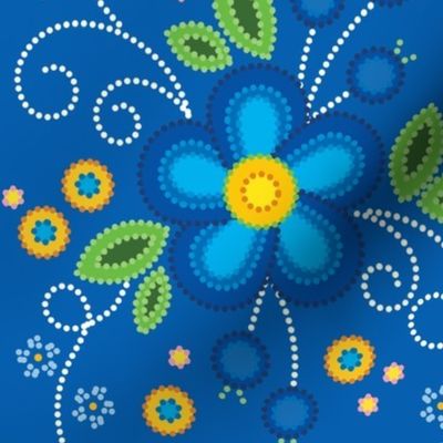 Métis Floral Beadwork on Ultramarine