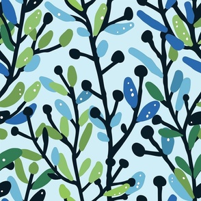 Blue Green Leaves with Black branches
