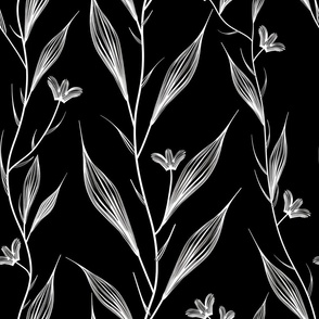 White vines on black background_ inverse_ negative