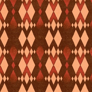 Mid Mod Bowling Alley Argyle in brown and peach