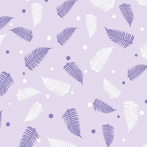 Fern Forest Lavender Tropical Tossed Ferns Medium Scale Bedding Home Decor Fabric