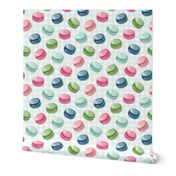 (S) Sweet Macaron Treats Multi Color in Teal Plaid Background