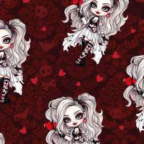 Queen of Hearts - Cute Goth Girl - L