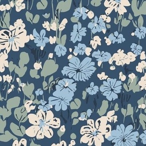 Winnie ditsy floral Hudson Blue LARGE Scale