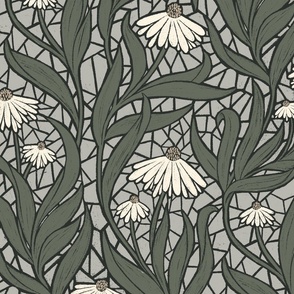 echinacea handdrawn, mosaic