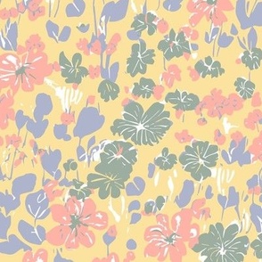 Winnie ditsy floral Yellow pastels LARGE Scale