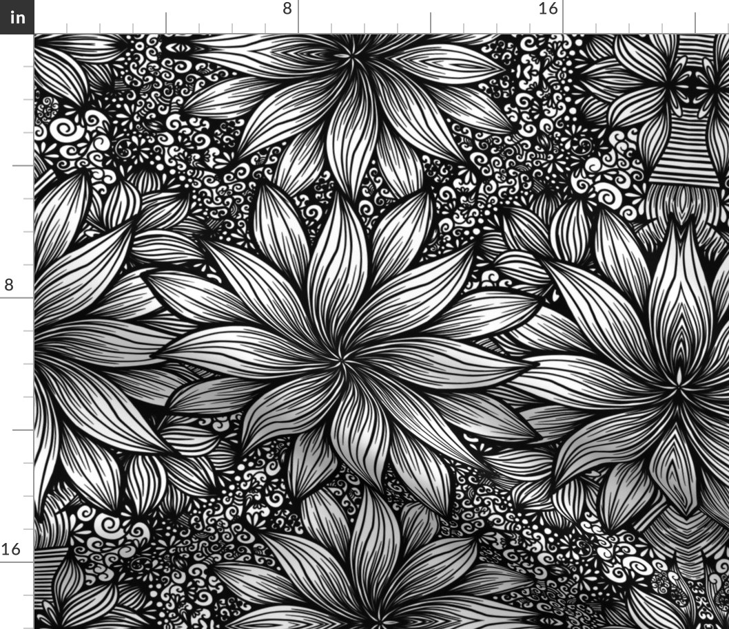 Black and White Floral Mandala