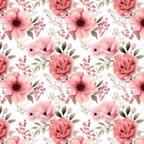 Pink Boho Flowers on White - small 